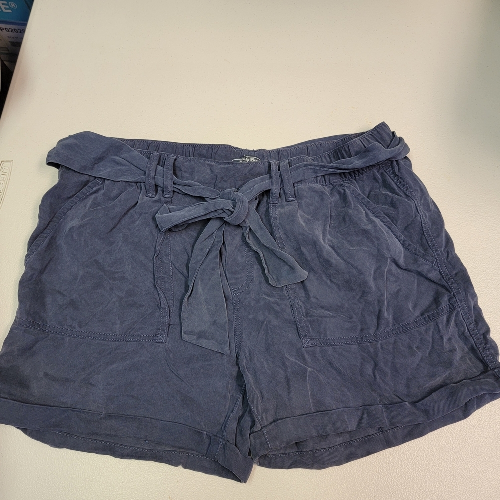 Lucky Brand Paperbag‎ Shorts Women's Dark Blue Belted Tencel Pockets Size L
